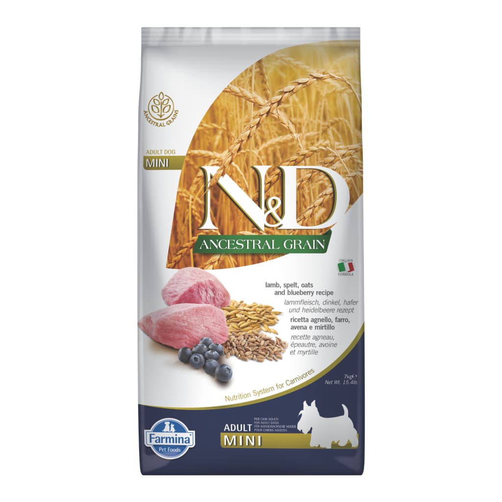 N&D Ancestral Grain Kuzu Etli ve Yaban Mersinli Küçük Irk Ata Tahıllı Yetişkin Köpek Maması 7 kg