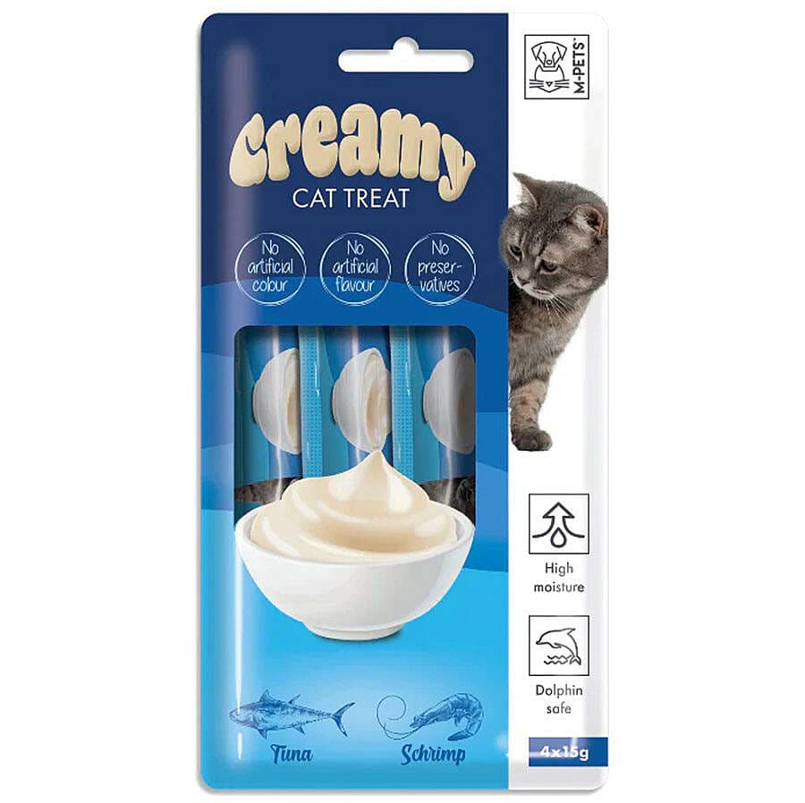 M-Pets Creamy Ton Balığı Karides Ek Besin ve Kedi Ödülü 4x15 Gr