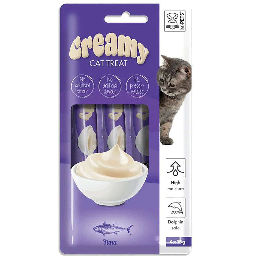 M-Pets Creamy Ton Balıklı Ek Besin ve Kedi Ödülü 4x15 Gr