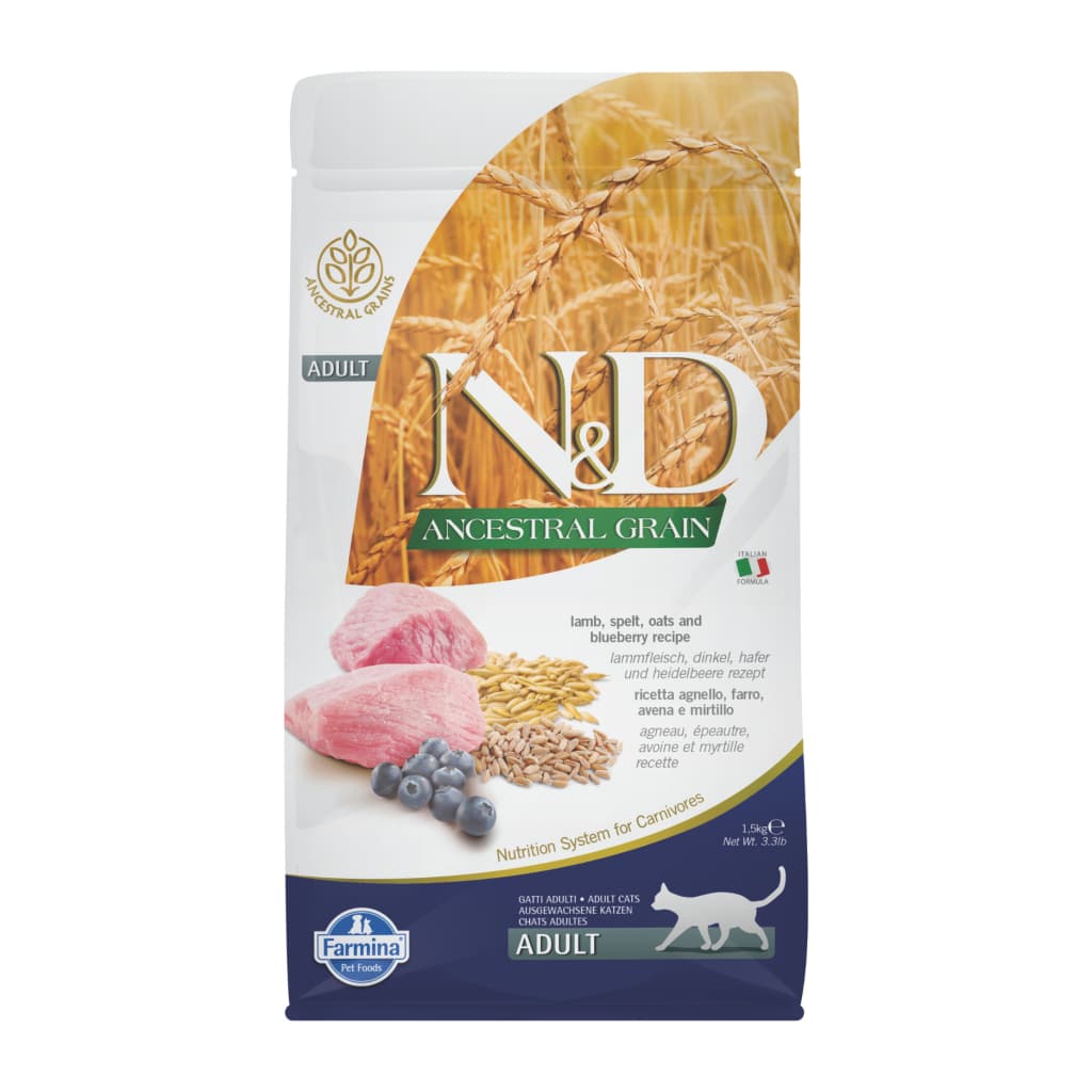 N&D Ancestral Grain Kuzu Etli ve Yaban Mersinli Yetişkin Kedi Maması 1,5 kg