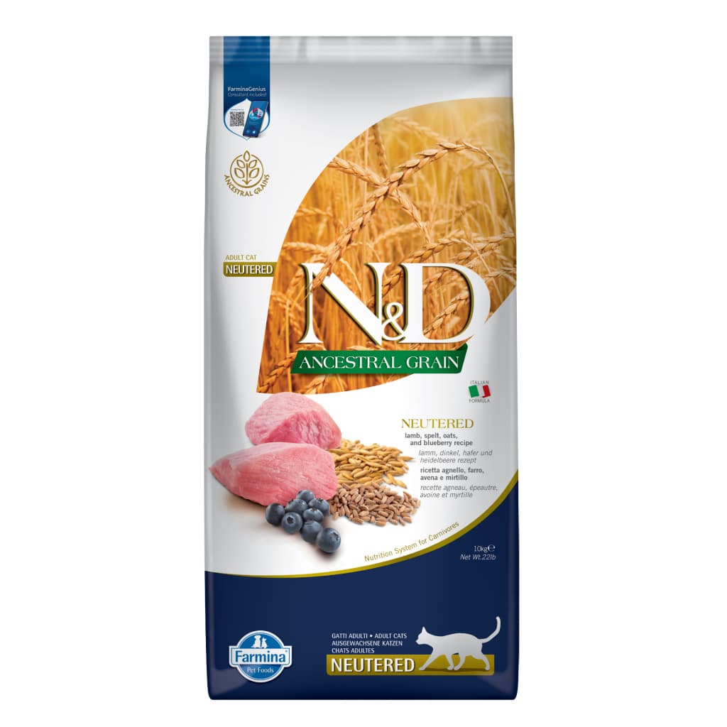 N&D Ancestral Grain Kuzu Etli ve Yaban Mersinli Kısırlaştırılmış Kedi Maması 10 kg
