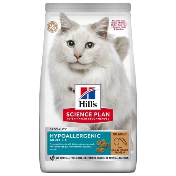 Hill's SCIENCE PLAN Hipoalerjenik Yumurta ve Böcek Proteinli Tahılsız Yetişkin Kedi Maması 7 kg