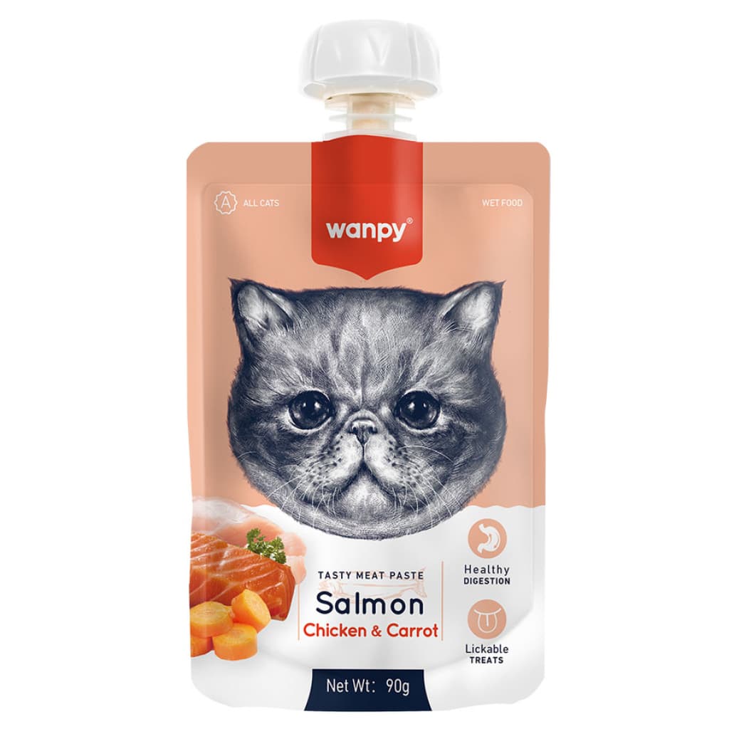 Wanpy Somonlu Tavuklu ve Havuçlu Ezme Kedi Ödül Maması 90 gr