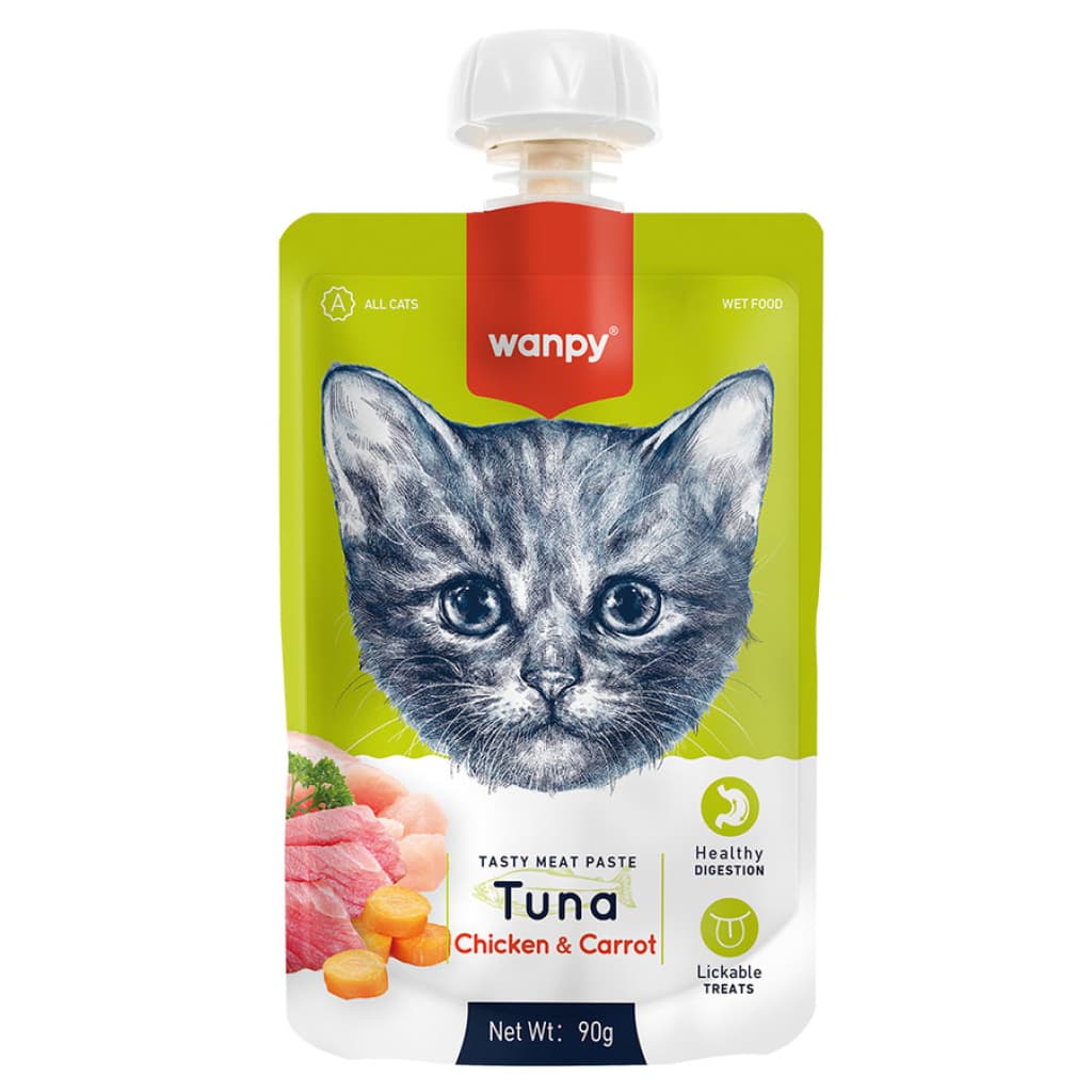 Wanpy Ton Balıklı Tavuklu ve Havuçlu Ezme Kedi Ödül Maması 90 gr
