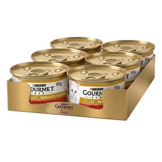 Gourmet Gold Parça Etli Soslu Sığır Etli Kedi Konservesi 85 Gr x 6 Adet