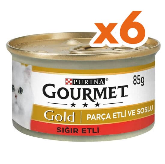 Gourmet Gold Parça Etli Soslu Sığır Etli Kedi Konservesi 85 Gr x 6 Adet