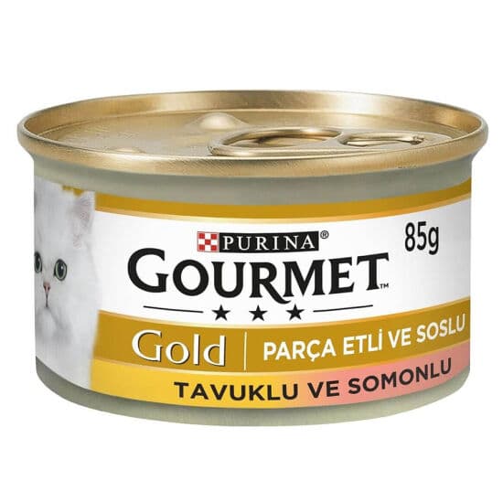 Gourmet Gold Parça Etli Soslu Somon ve Tavuk Kedi Konservesi 85 Gr