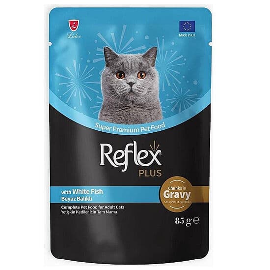 Reflex Plus Pouch Gravy Beyaz Balıklı Soslu Kedi Yaş Maması 85 Gr