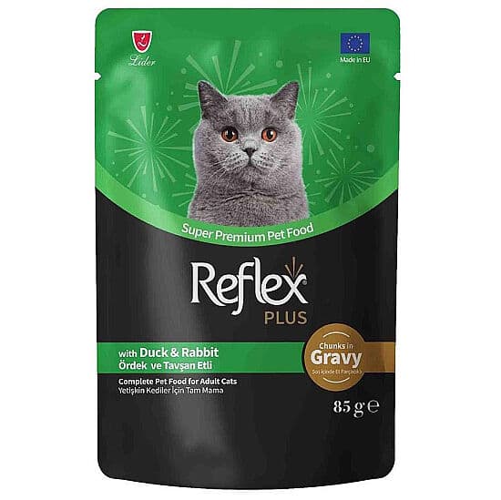 Reflex Plus Pouch Gravy Ördek ve Tavşan Soslu Kedi Yaş Maması 85 Gr
