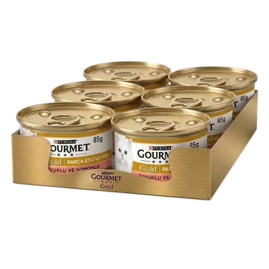 Gourmet Gold Parça Etli Soslu Somon ve Tavuk Kedi Konservesi 85 Gr x 6 Adet