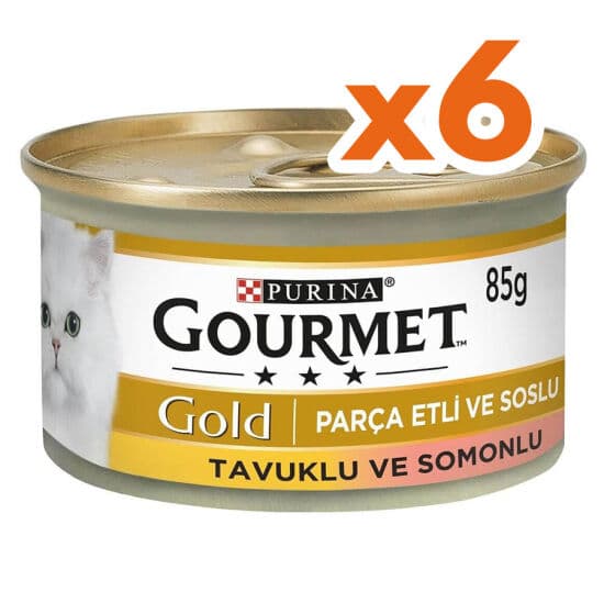 Gourmet Gold Parça Etli Soslu Somon ve Tavuk Kedi Konservesi 85 Gr x 6 Adet